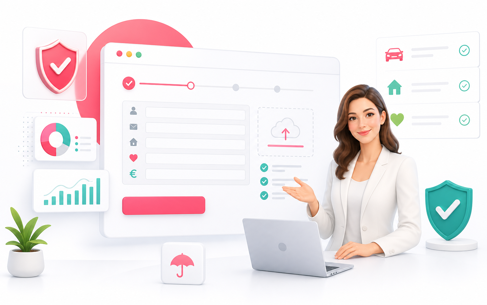 Conseillère présentant un formulaire digital de demande d'offre assurance